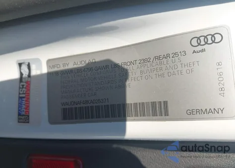 2019 Audi A4 45 Premium from USA, damaged, VIN WAUDNAF48KA025371